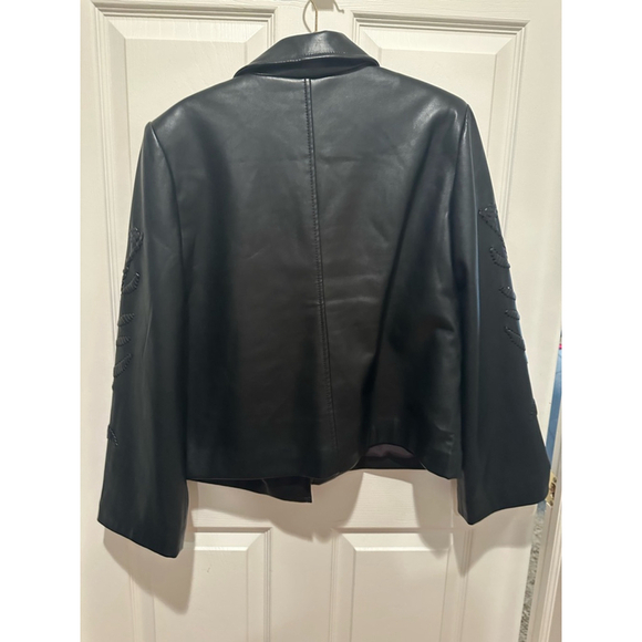 Chico's Black Faux Leather Jacket Size 1.5 - Picture 6 of 7